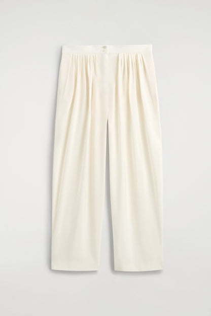 Draped Pleated Straight-Leg Trousers