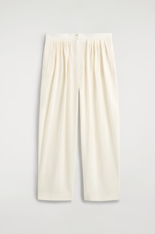 Draped Pleated Straight-Leg Trousers