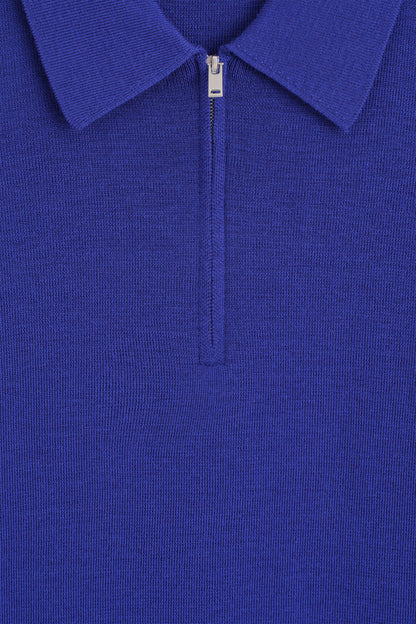Merino Wool Zip-Up Polo Shirt