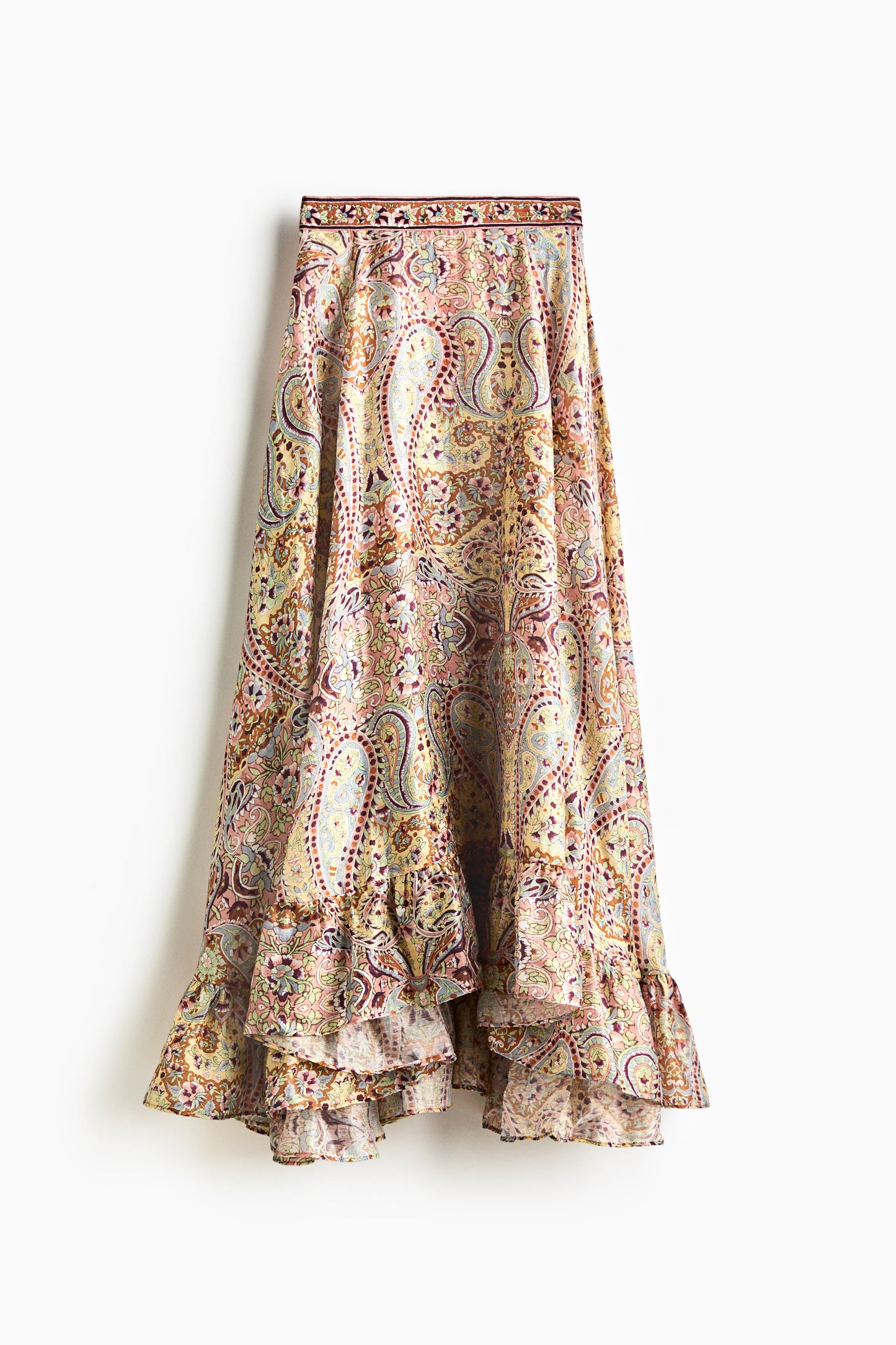 Linen-blend maxi skirt