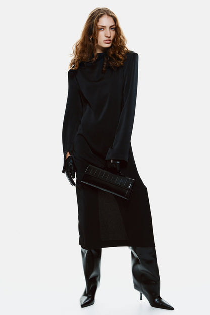 Cowl-neck satin dress