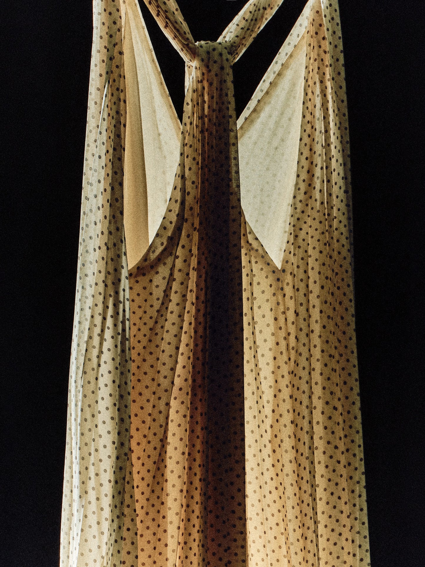 Tie-detail pleated georgette maxi dress