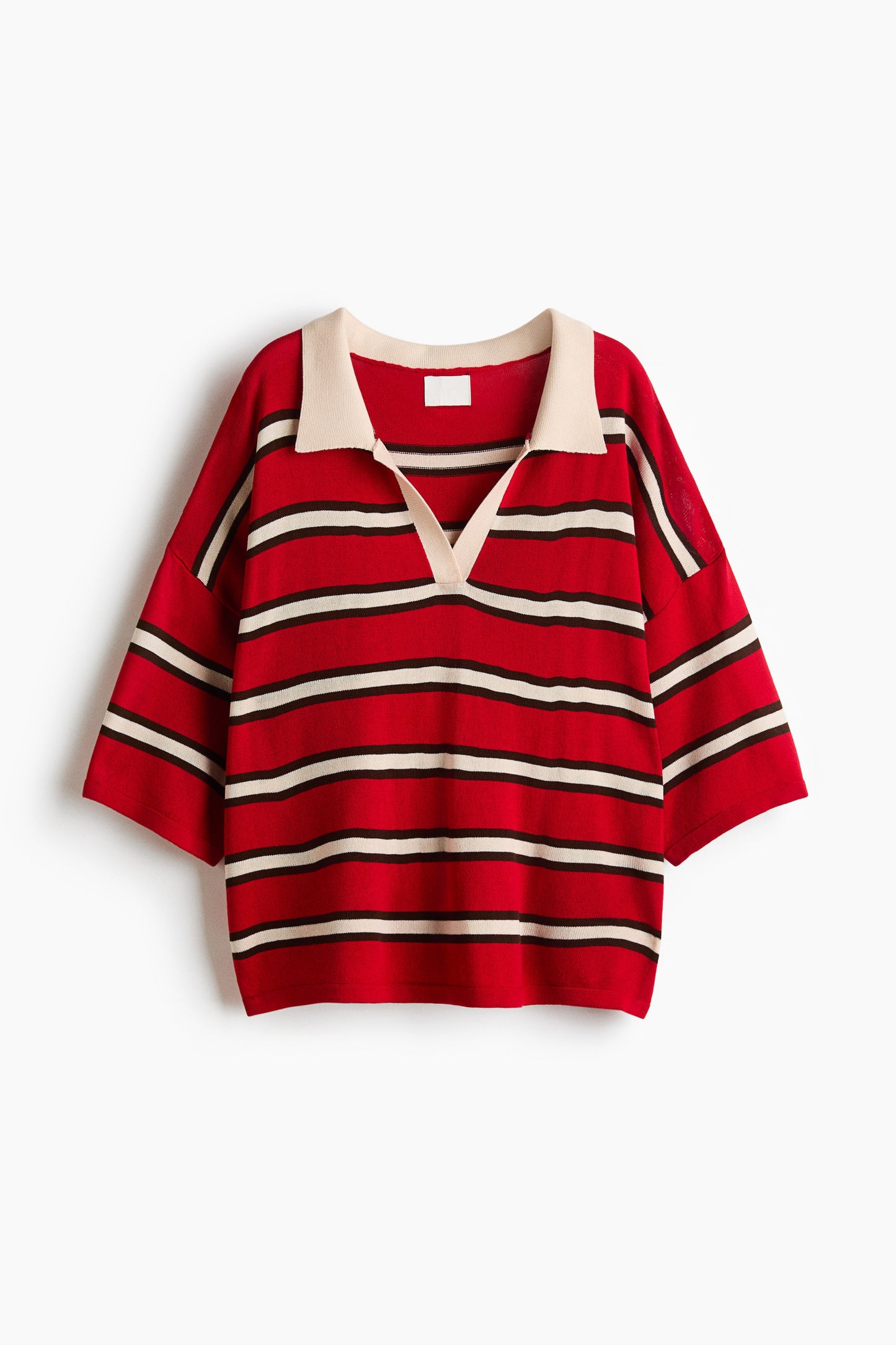 Oversized fine-knit polo shirt