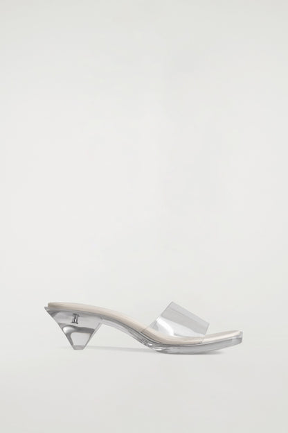 Perspex Kitten-Heel Mules