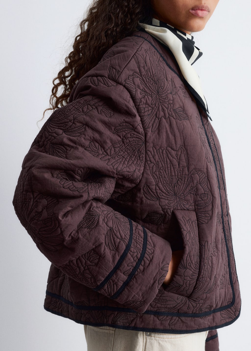 Floral Pattern Quilted Jacket