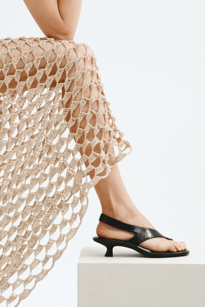 Kitten-heeled leather sandals