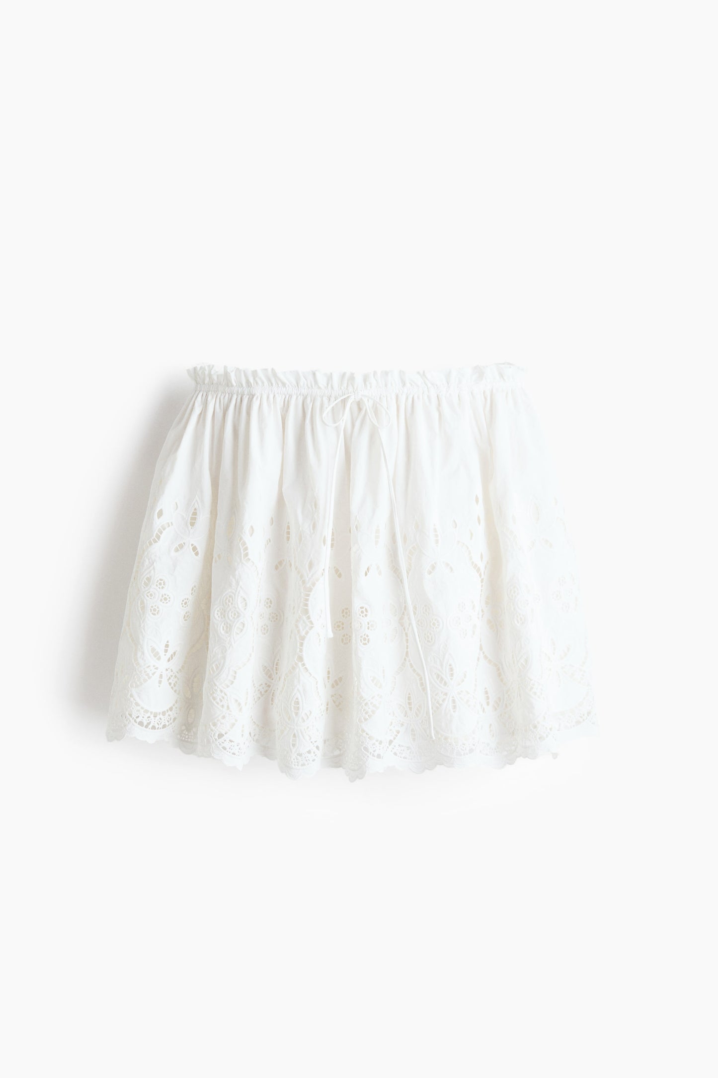Broderie-anglaise drawstring skirt