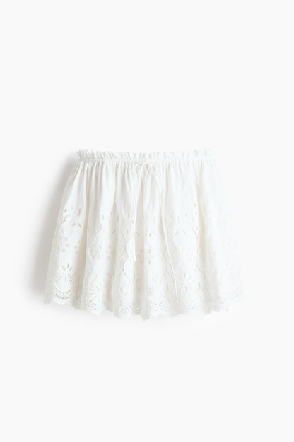 Broderie-anglaise drawstring skirt