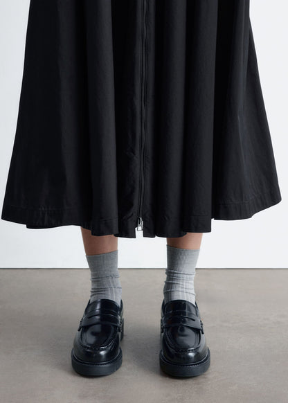 Drawstring A-line Midi Skirt