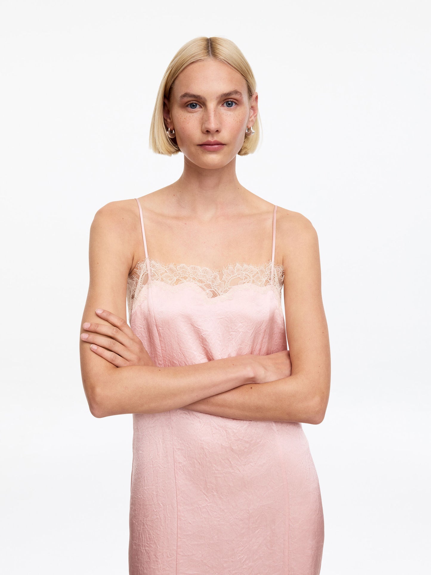 Lace-Trimmed Slip Dress
