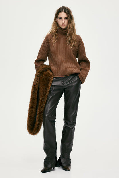Rib-knit wool jumper