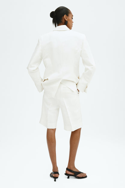 Linen-blend Bermuda shorts