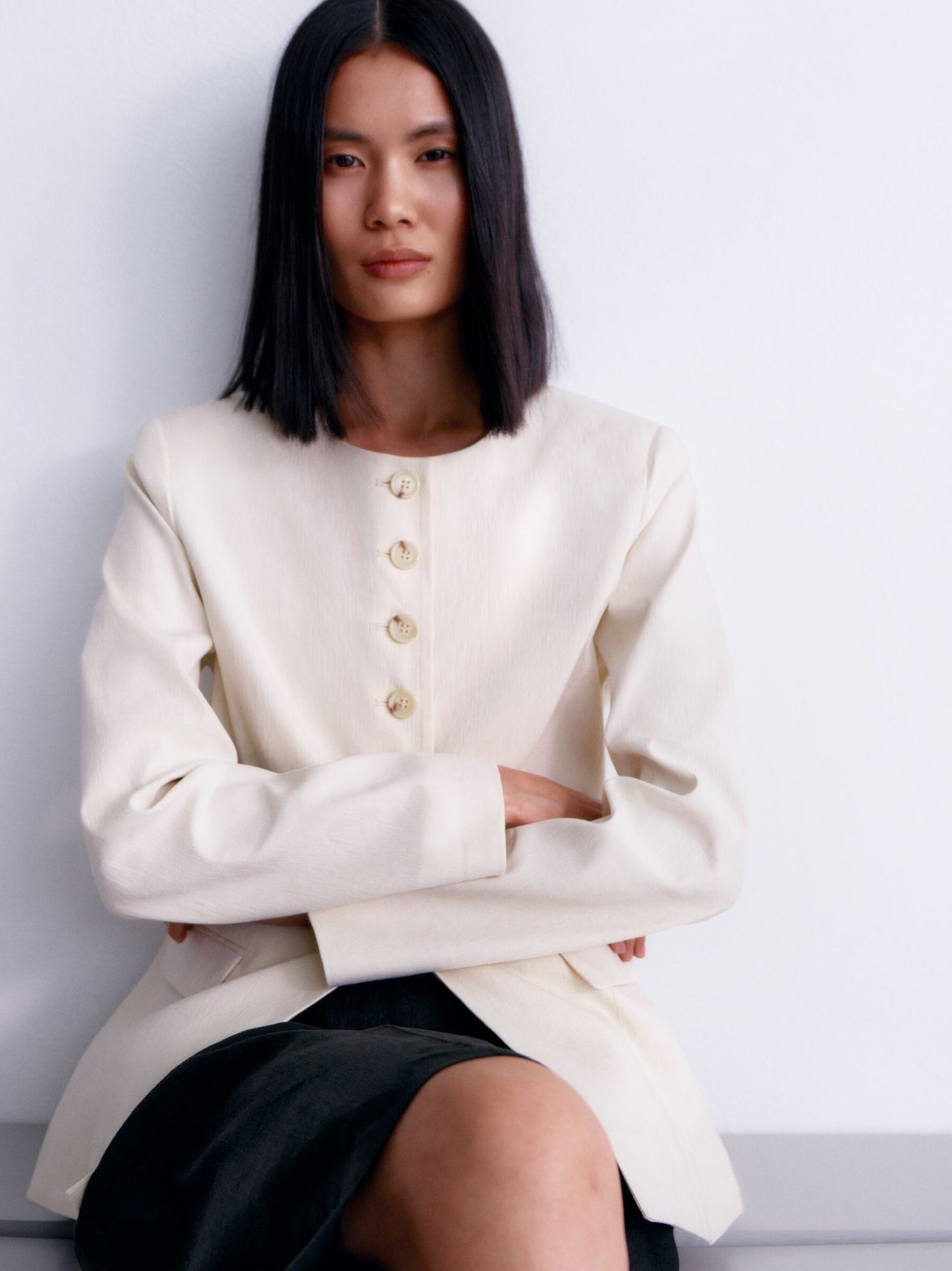 Linen-Blend Blazer