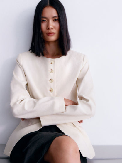 Linen-Blend Blazer