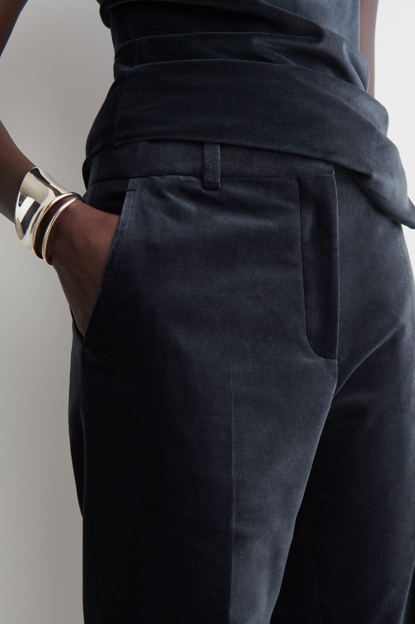 Velvet Straight-Leg Trousers