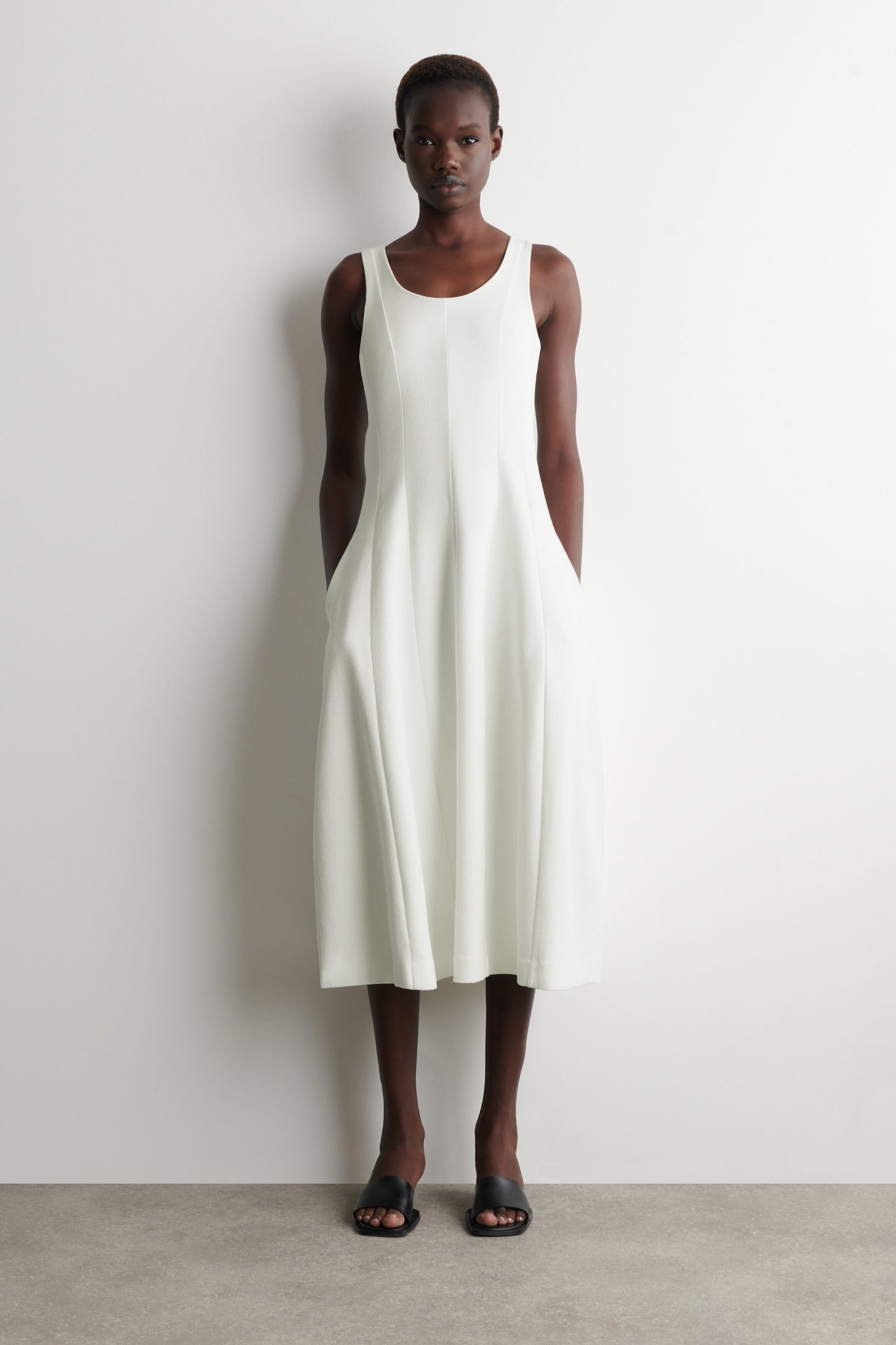Sculpted Cotton Midi Dress