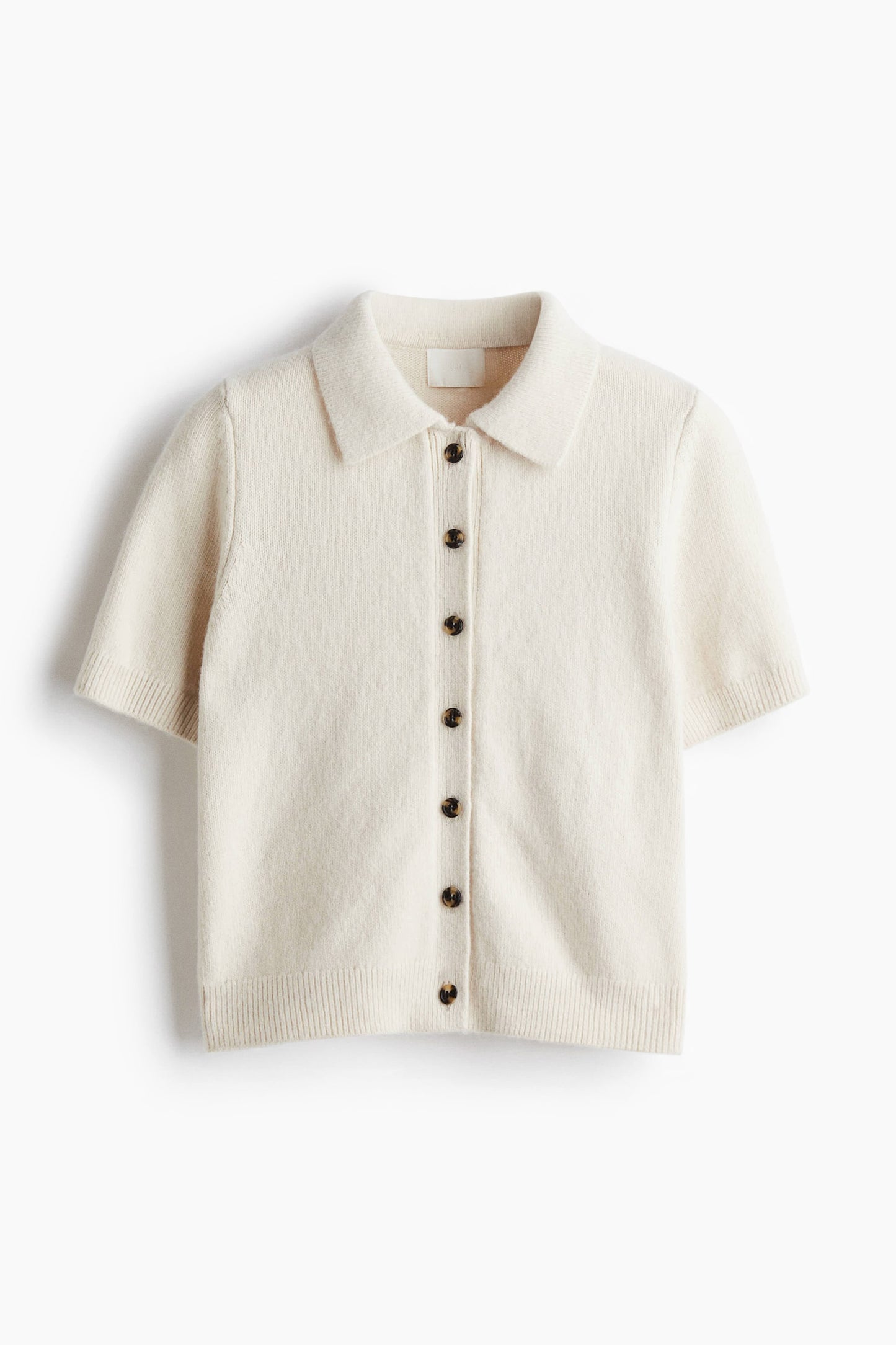 Short-sleeved collared cardigan