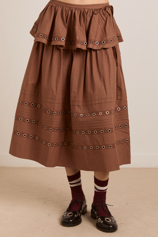 Anika Eyelet Skirt With Ruffle Belt