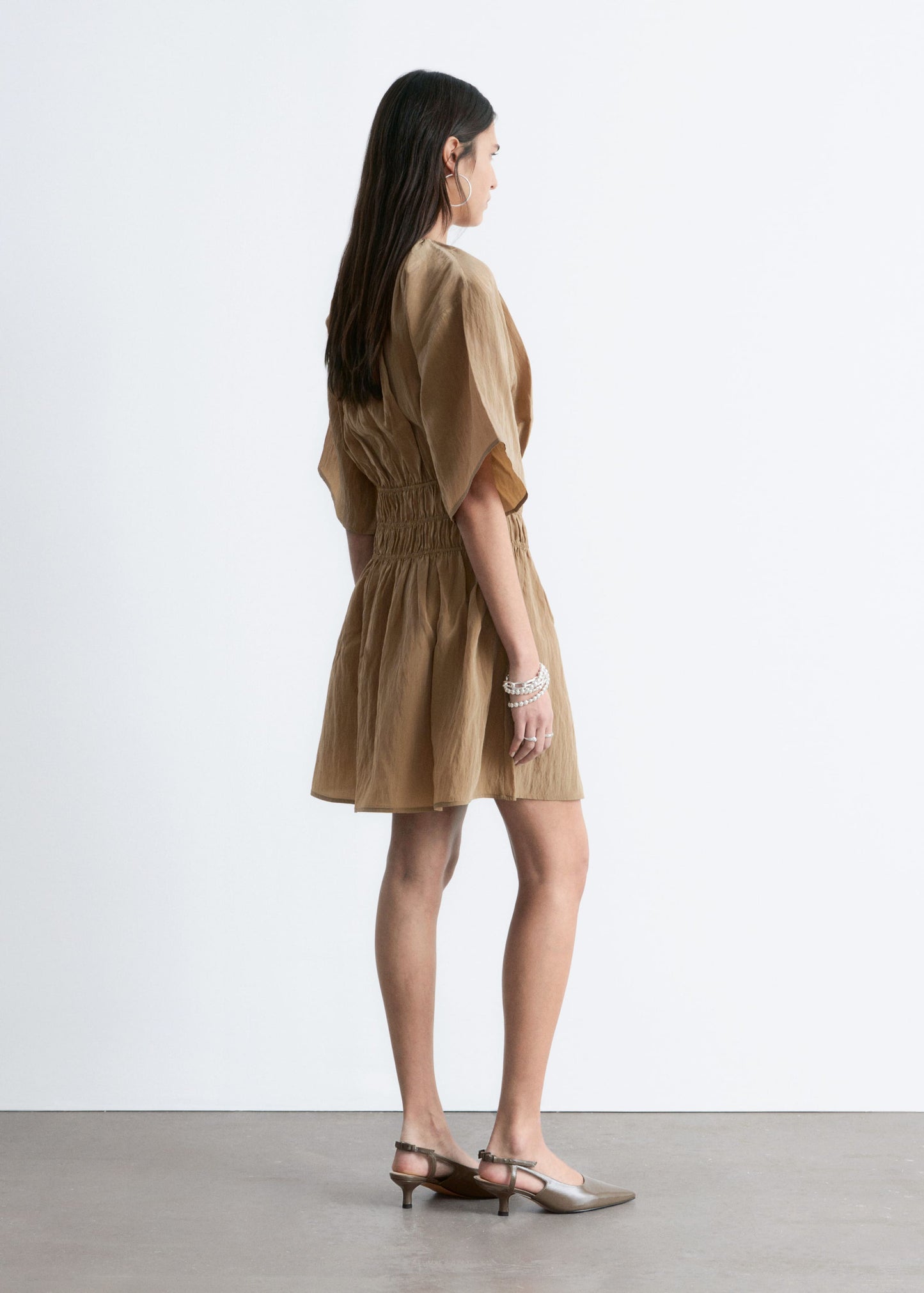 Short-Sleeve Ruched Mini Dress