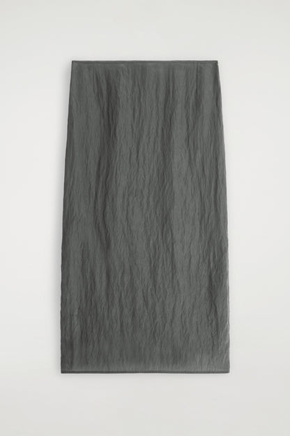 Crinkled-Satin Pencil Skirt