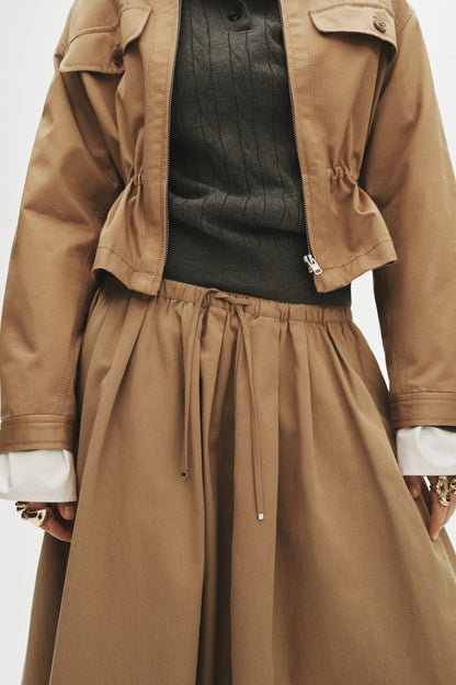 Pleated twill skirt