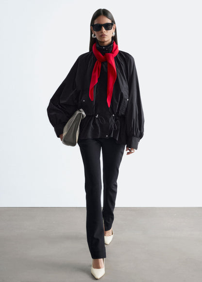 Nylon Funnel-Collar Jacket