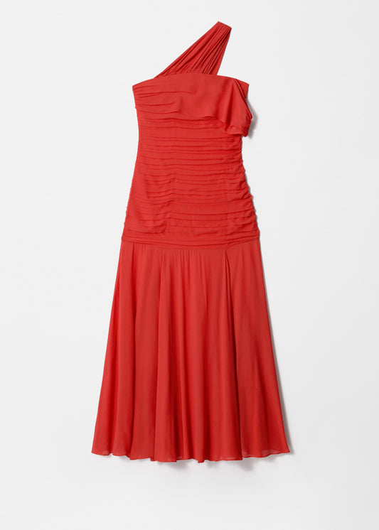 One-Shoulder Chiffon Maxi Dress
