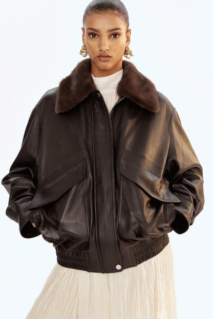 Oversized leather jacket