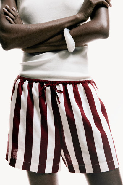 Striped Linen-blend shorts