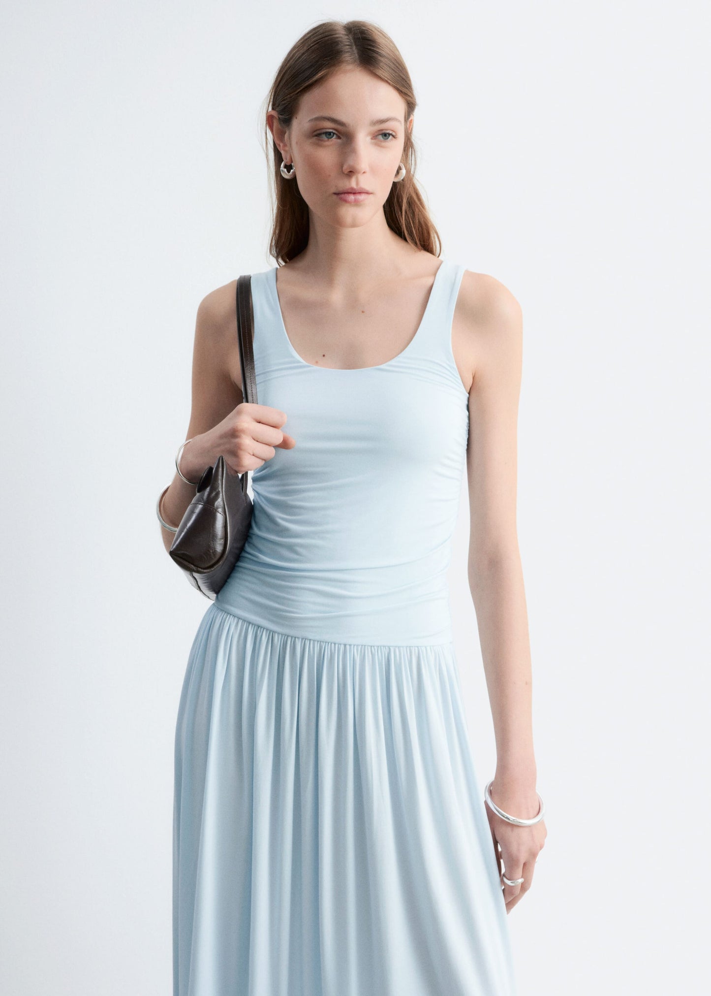Gathered Jersey Maxi Dress
