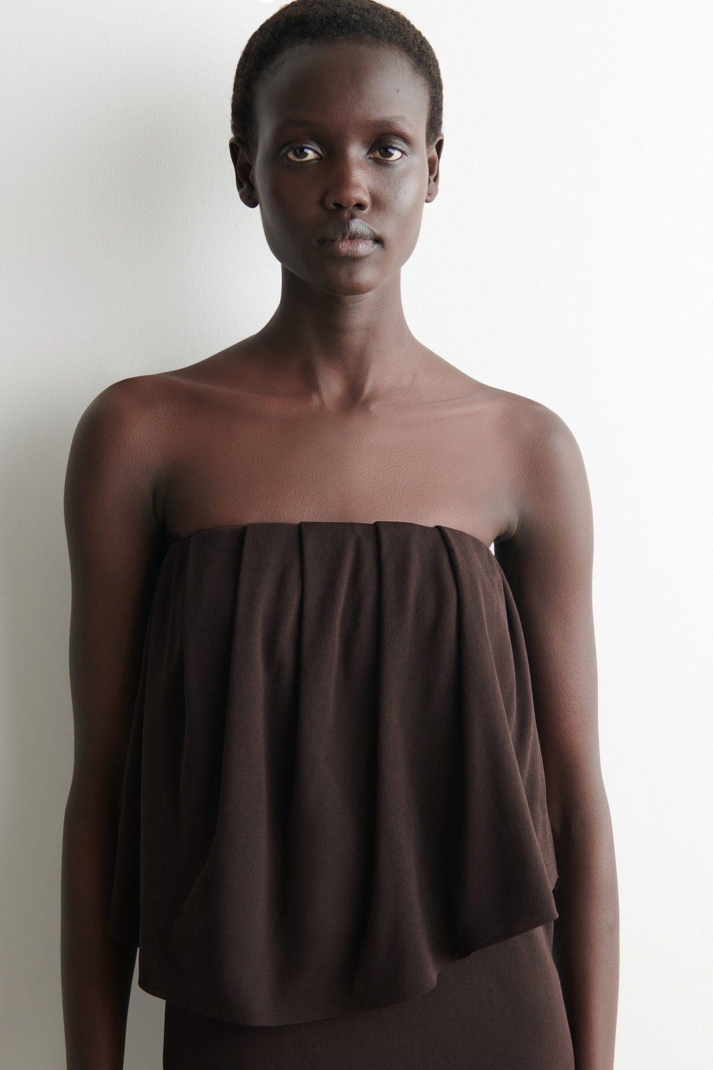 Layered Sheer-Knit Bandeau Maxi Dress