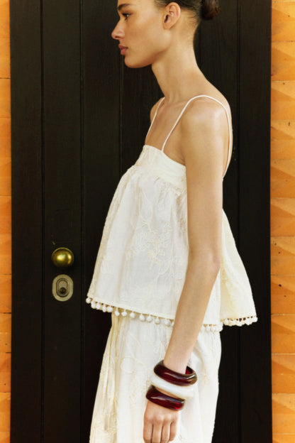 Embroidered strappy top