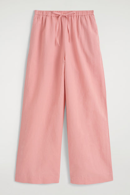 Wide-Leg Linen Drawstring Trousers