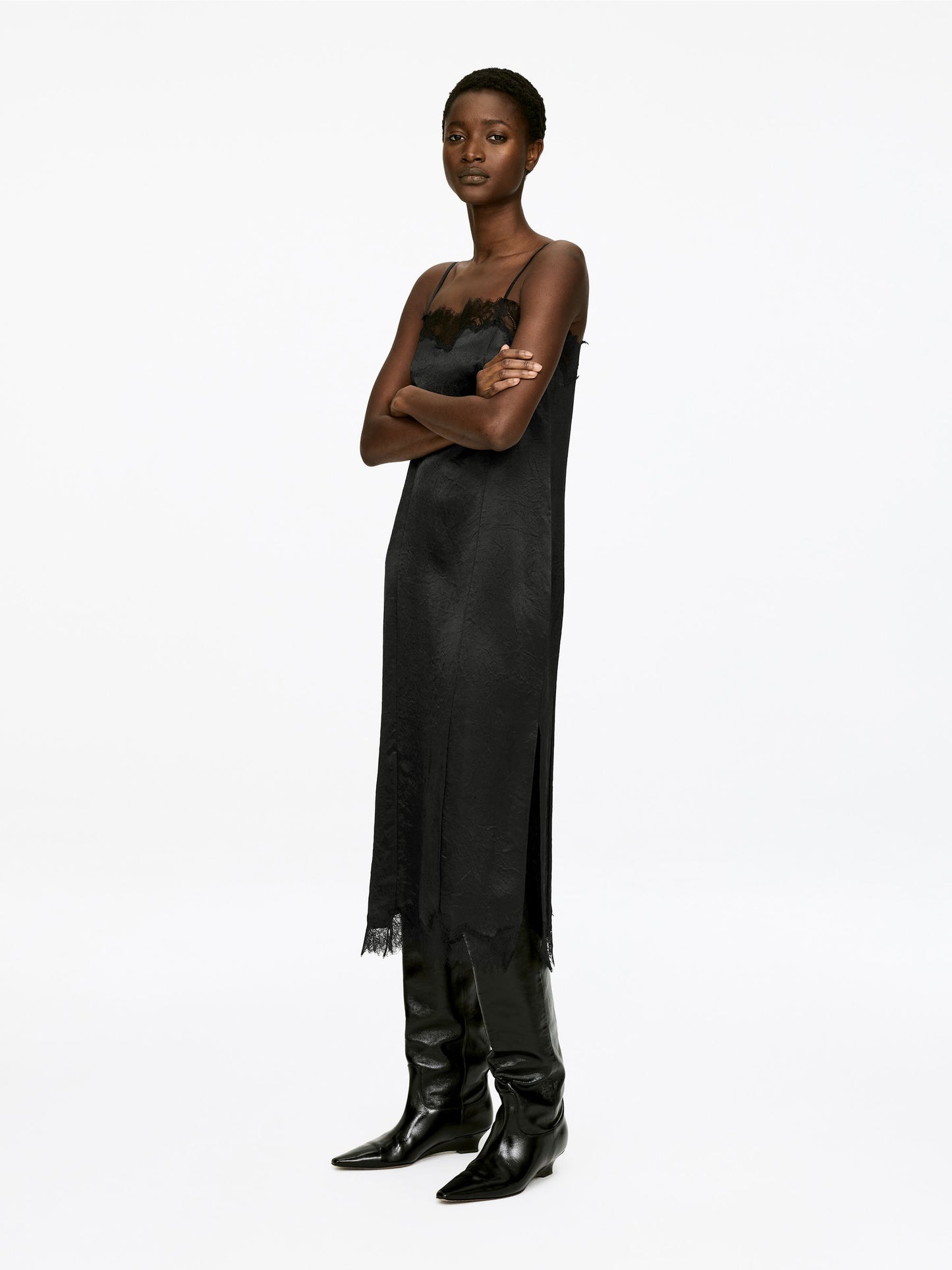 Lace-Trimmed Slip Dress