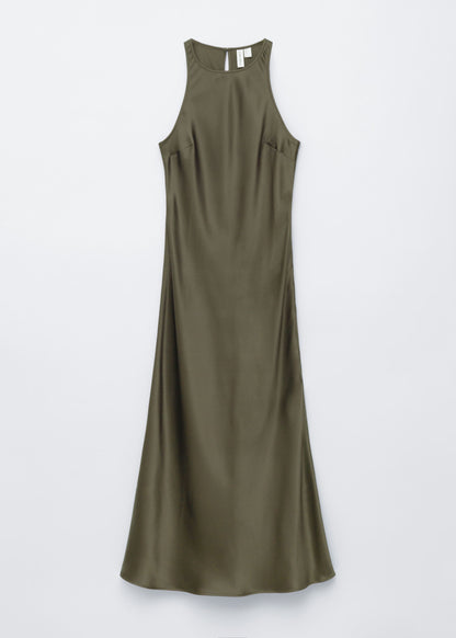 Sleeveless Satin Midi Dress