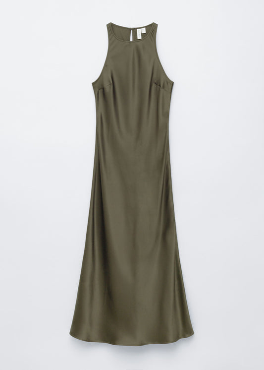 Sleeveless Satin Midi Dress