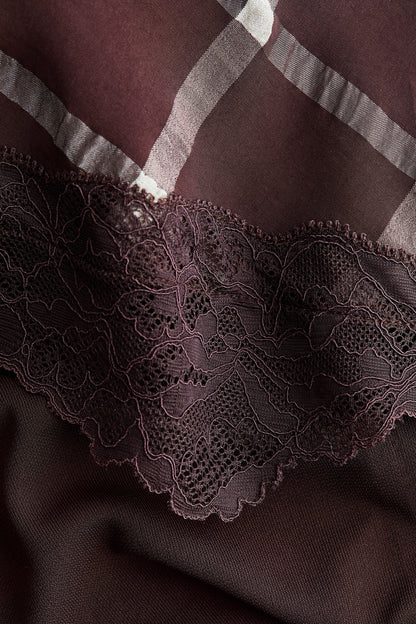 Skirt-layered trousers - Dark brown/Checked - Ladies | H&M GB