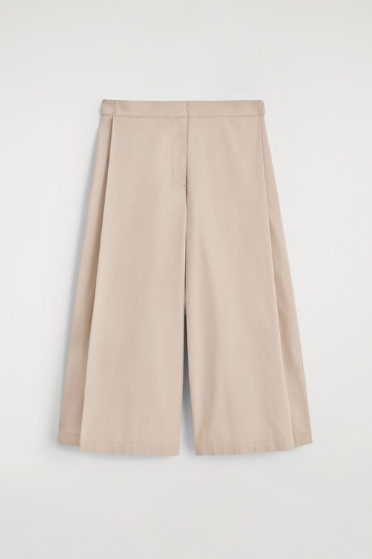 Cropped Cotton Wide-Leg Trousers