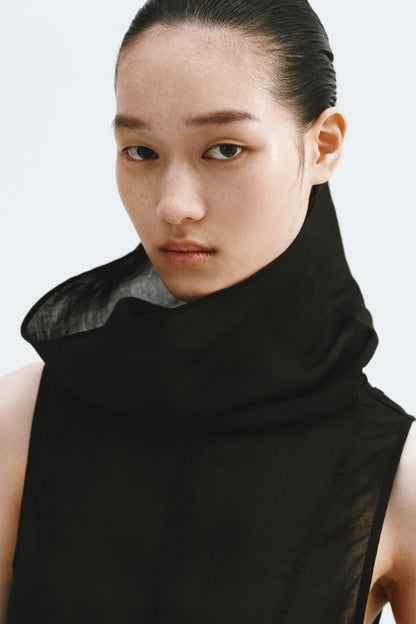 Ramie-blend peplum top