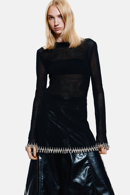 Bead-trimmed net top