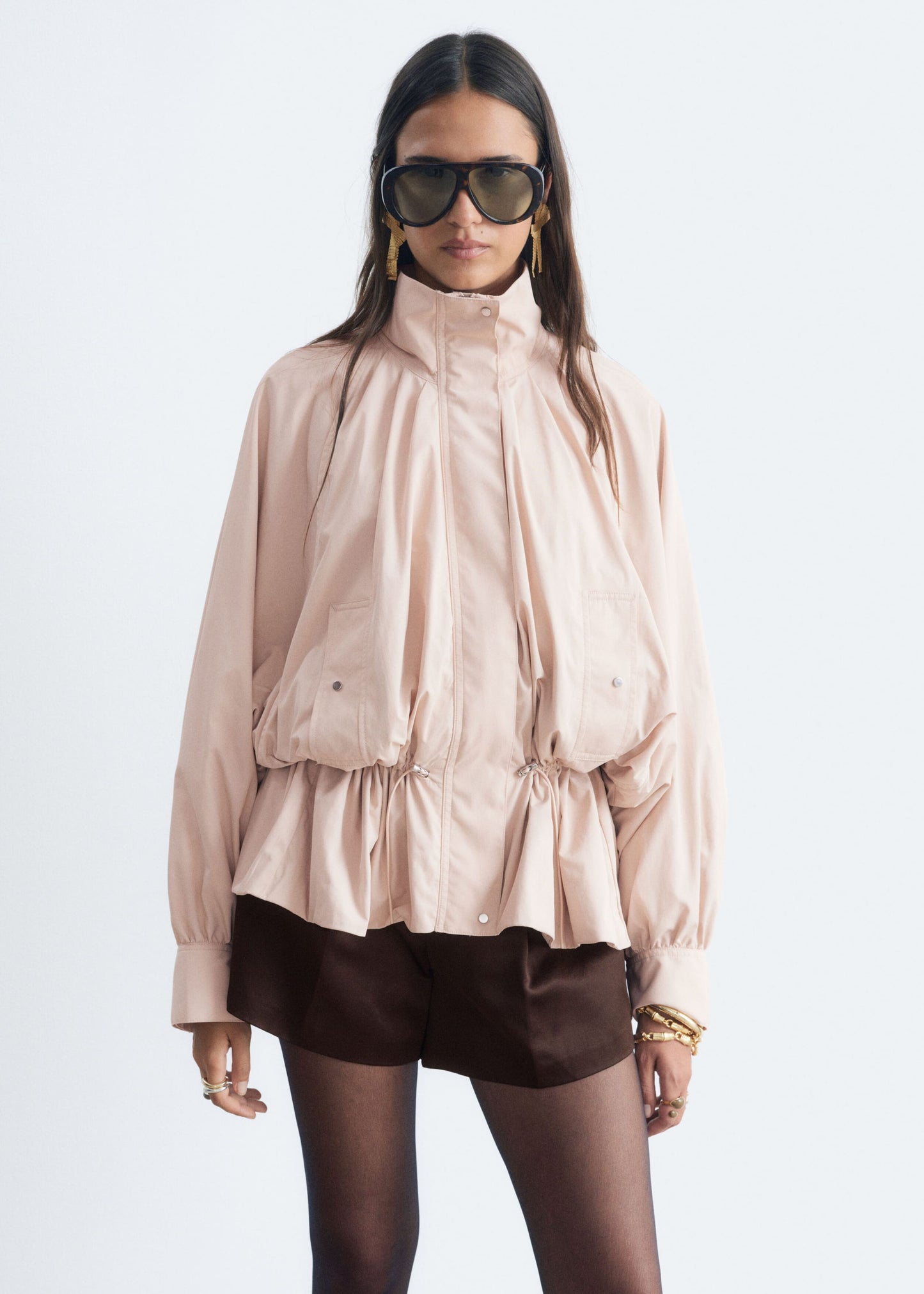 Nylon Funnel-Collar Jacket