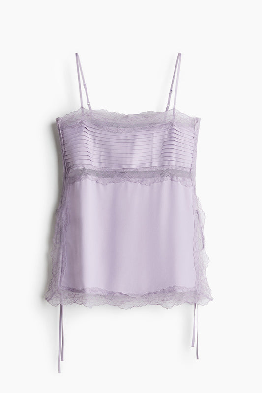 Lace-trimmed strappy top