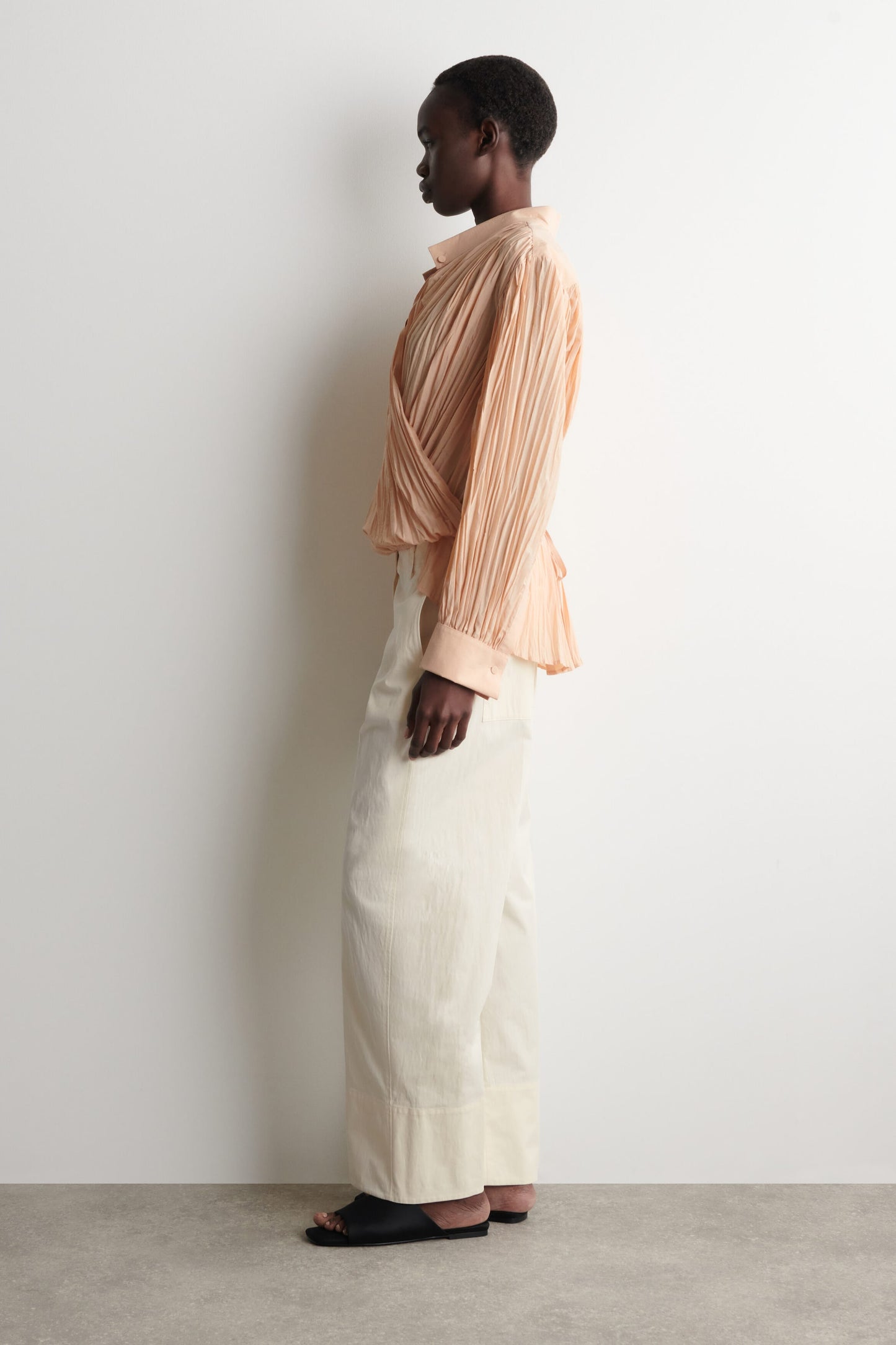 Crinkled Wrap-Over Blouse
