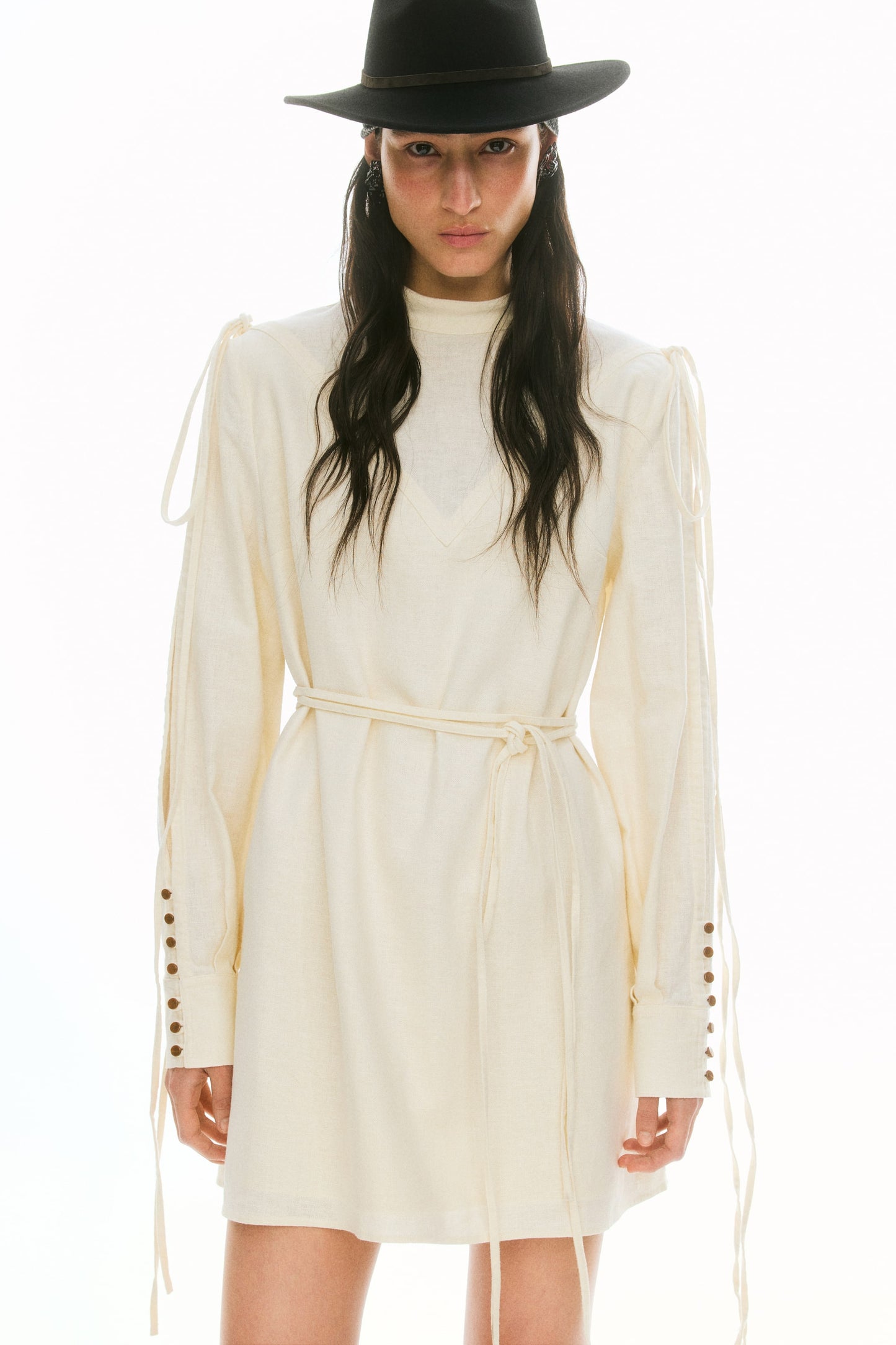Linen-blend dress