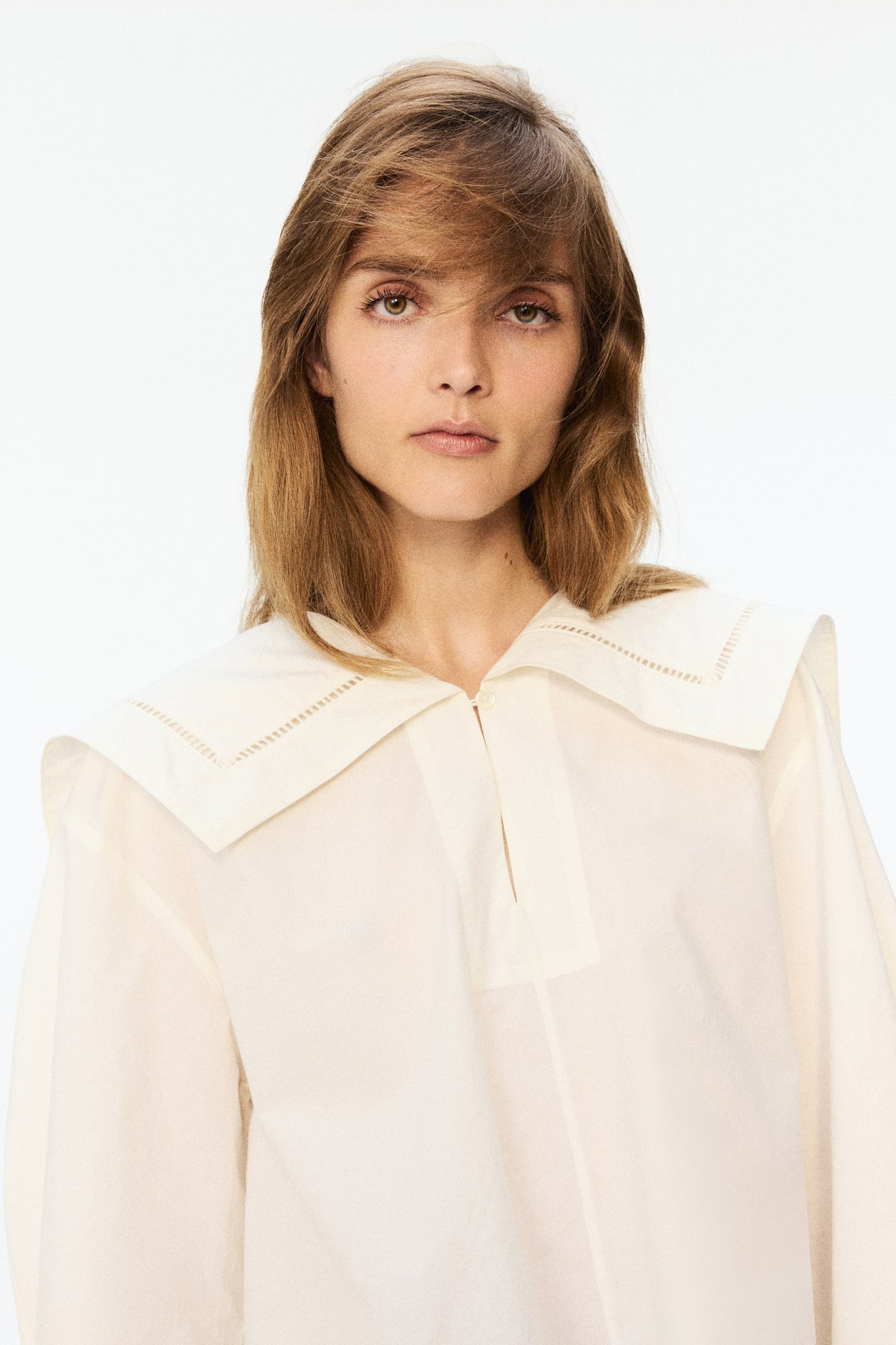 Women's Cream Sailor-collared poplin blouse | H&M GB