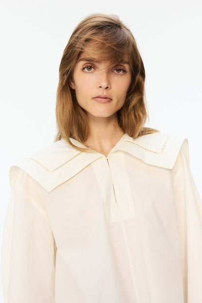Women's Cream Sailor-collared poplin blouse | H&M GB