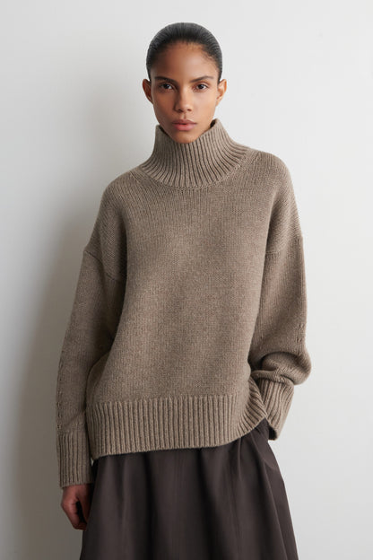 Chunky Funnel-Neck Wool Jumper