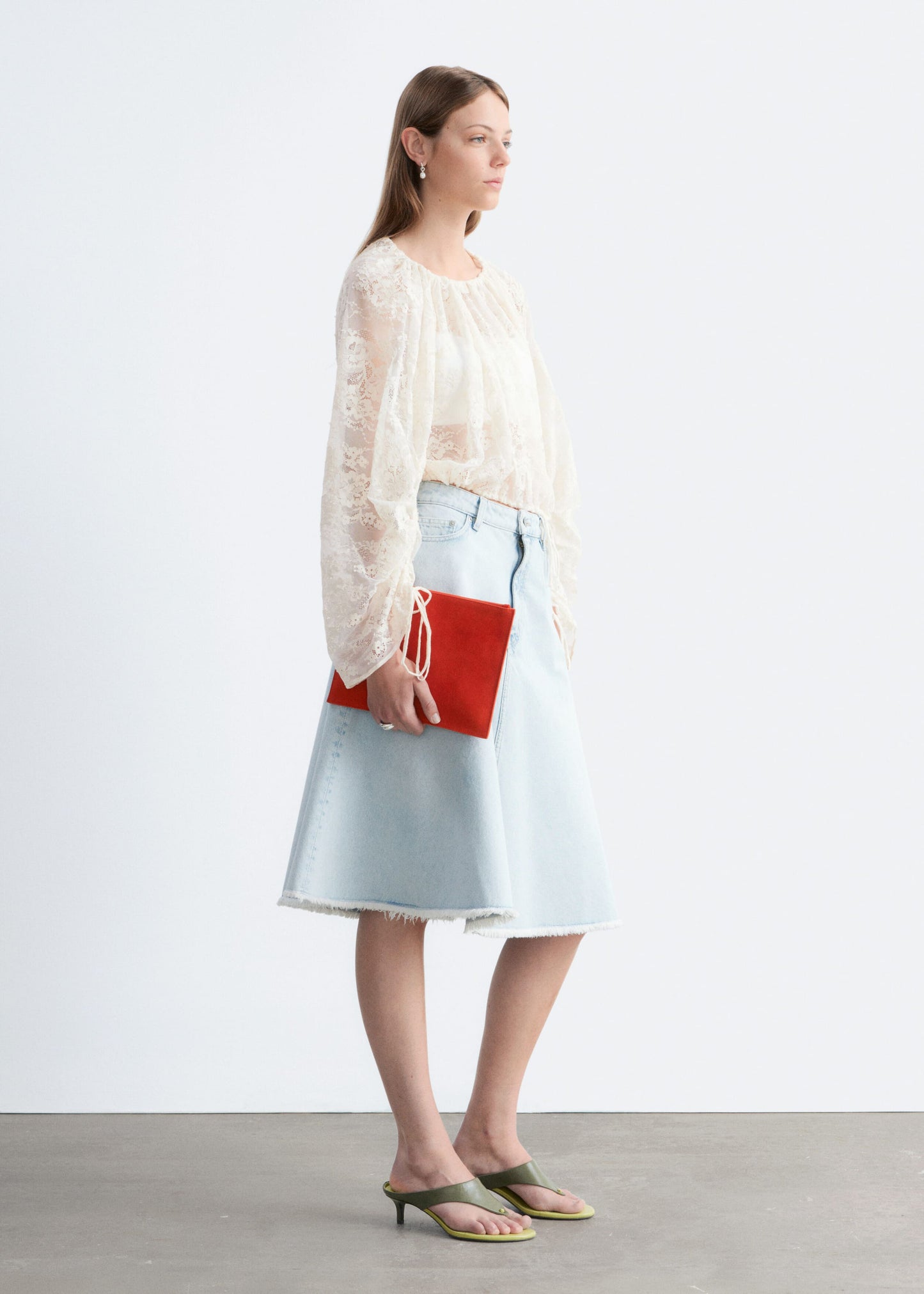 Gathered Lace Blouse - White - Blouses - & Other Stories GB