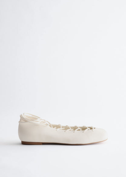 Lace-Up Leather Ballerinas