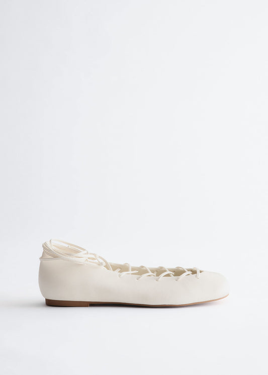 Lace-Up Leather Ballerinas